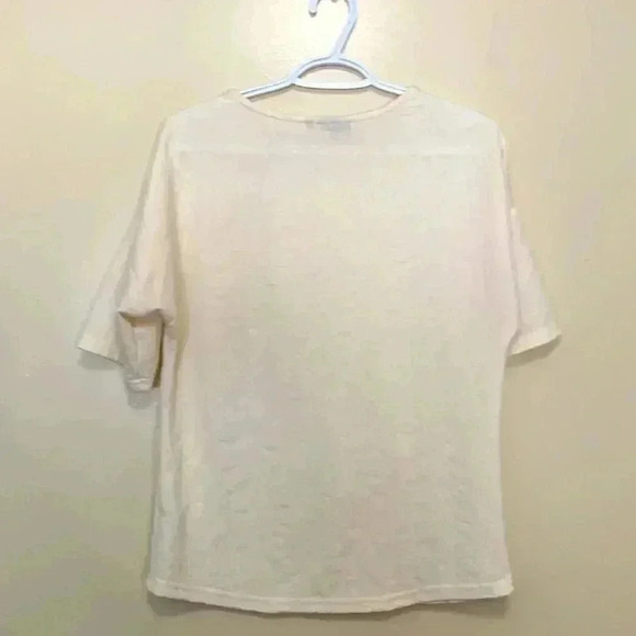 b. young Ivory Textured Fabric, Soft, Drop shoulder, Loose, Short Sleeve T Shirt - Picture 3 of 6